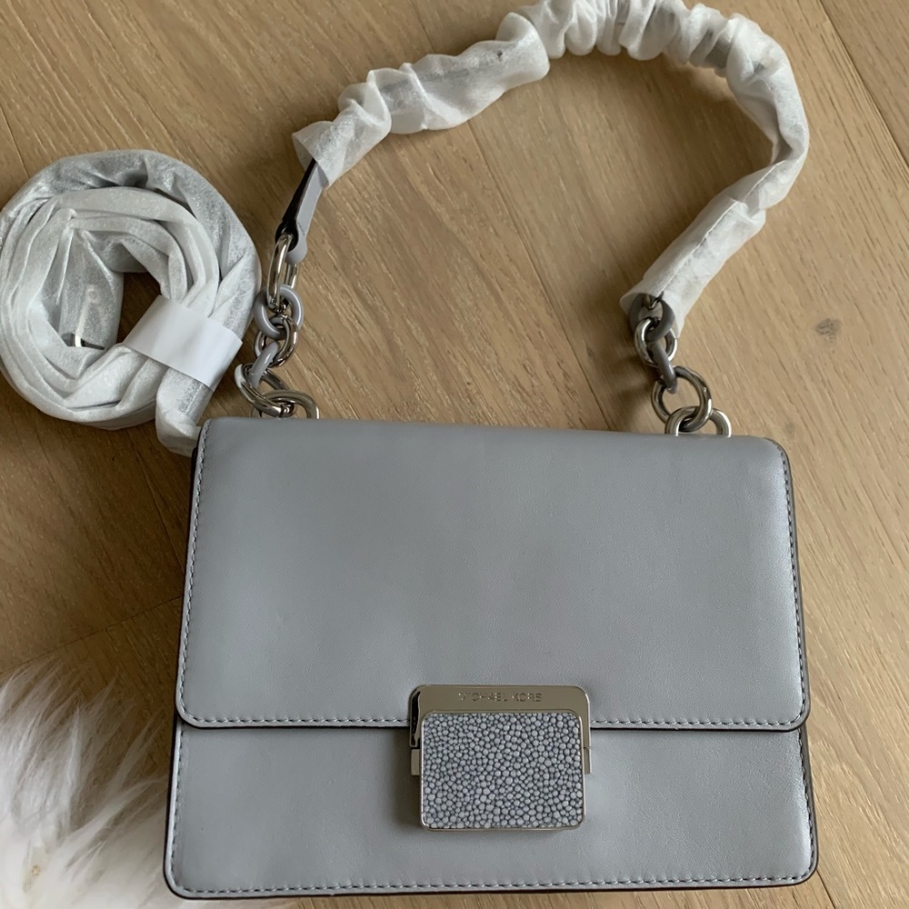 NWT Michael Kors 30s6scyl1n Cynthia Small Shoulder Flap Leather - Dove